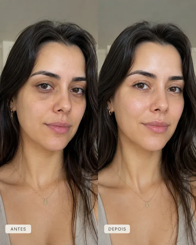 Antes e depois do uso do Essenciah — comparação lado a lado