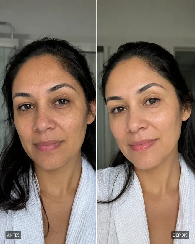 Antes e depois do uso do Essenciah — comparação lado a lado