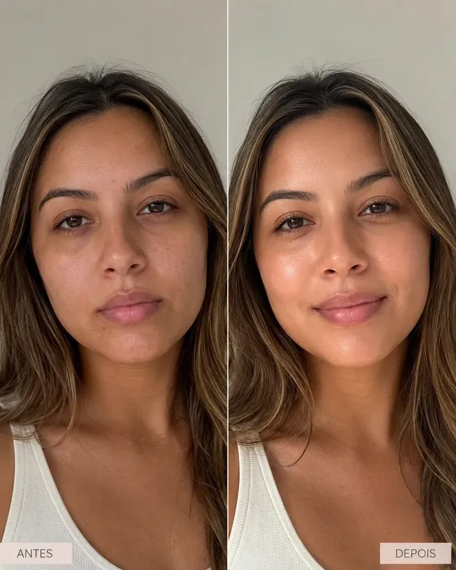 Antes e depois do uso do Essenciah — comparação lado a lado