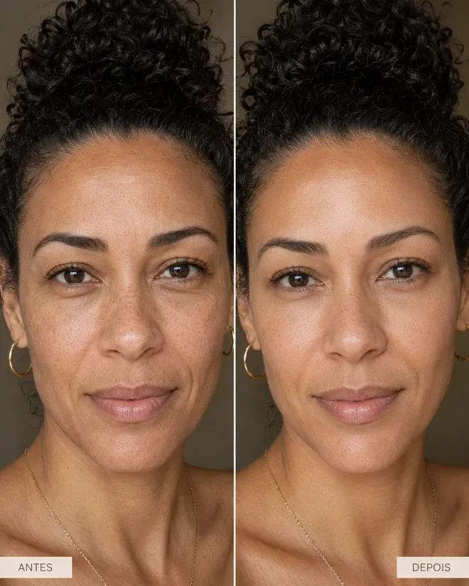 Antes e depois do uso do Essenciah — comparação lado a lado