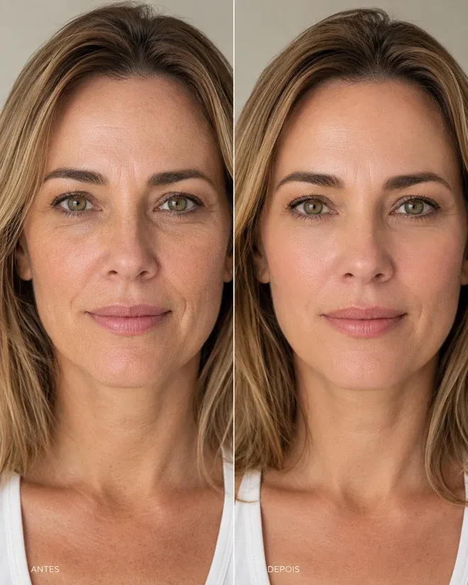 Antes e depois do uso do Essenciah — comparação lado a lado